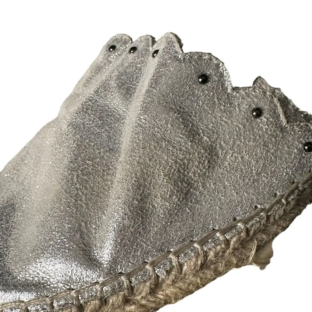 Karl Lagerfeld‎ Metallic Silver Espadrille Slides Slip on Shoes Women Size 7.5